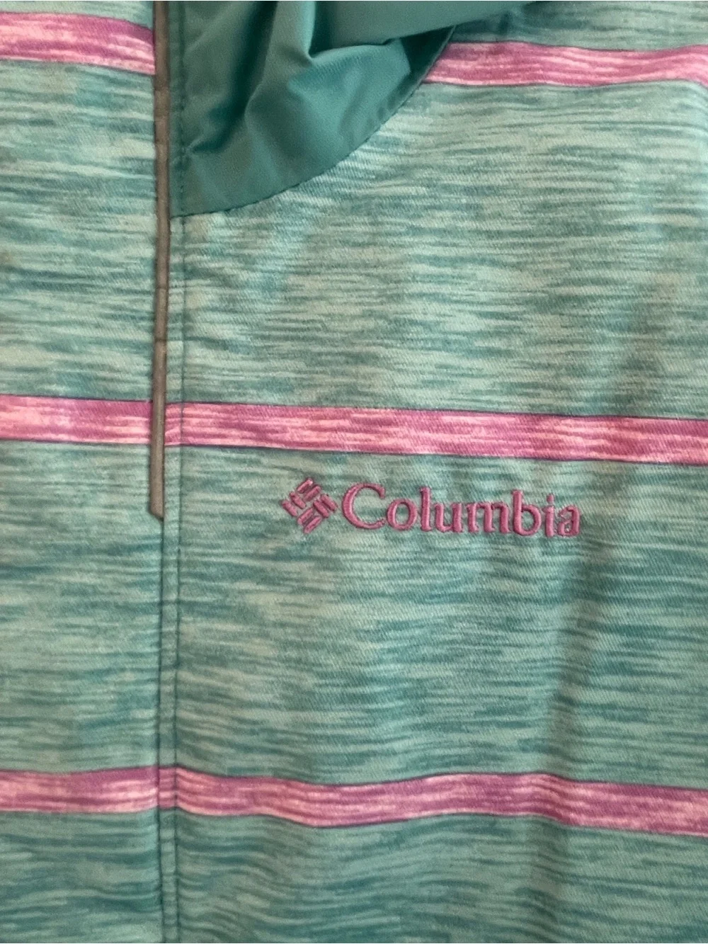 Columbia Girls' Teal Jacket with Purple Stripe Accents